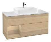 Тумба под раковину Villeroy & Boch Finion 120х50,1 см с подсветкой МДФ шпон дуба/стекло белое матовое G411PCPC