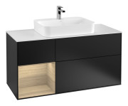 Тумба под раковину Villeroy & Boch Finion 120х50,1 см с подсветкой МДФ черный матовый лак/стекло белое матовое G411PCPD