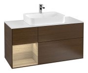 Тумба під раковину Villeroy & Boch Finion 120х50,1 см із підсвічуванням МДФ шпон волоського горіха/скло біле матове G411PCGN