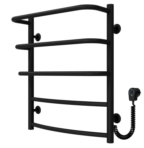 Электрический полотенцесушитель Deffi Каскад Дуга П5 500х600 правое подключение черный C.KD.60.50.5.E.B.R.5