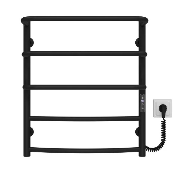 Электрический полотенцесушитель Deffi Каскад Дуга П5 500х600 правое подключение JD03 черный C.KD.60.50.5.E.B.R.1