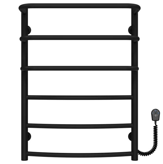 Электрический полотенцесушитель Deffi Каскад Дуга П6 500х700 правое подключение черный C.KD.70.50.6.E.B.R.5