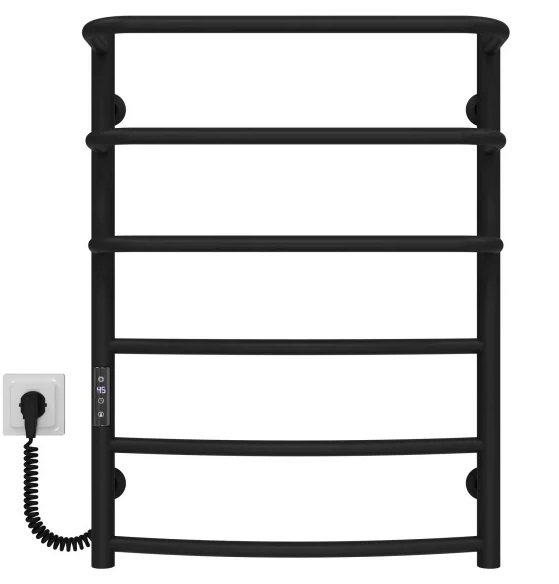 Електрична сушарка для рушників Deffi Каскад Дуга П6 500х700 ліве підключення JD03 чорний C.KD.70.50.6.E.B.L.1