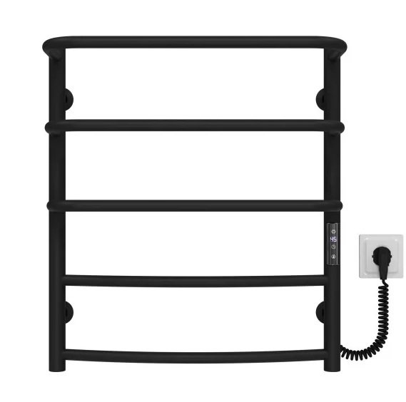 Електрична сушарка для рушників Deffi Каскад Дуга П5 400х600 праве підключення JD03 чорний C.KD.60.40.5.E.B.R.1