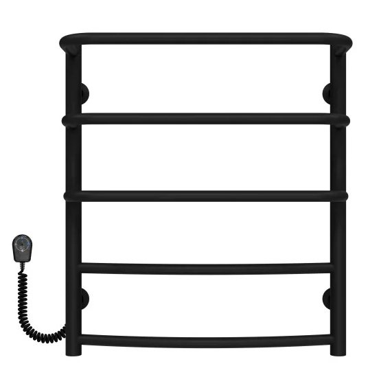 Електрична сушарка для рушників Deffi Каскад Дуга П5 500х600 ліве підключення чорний C.KD.60.50.5.E.B.L.5