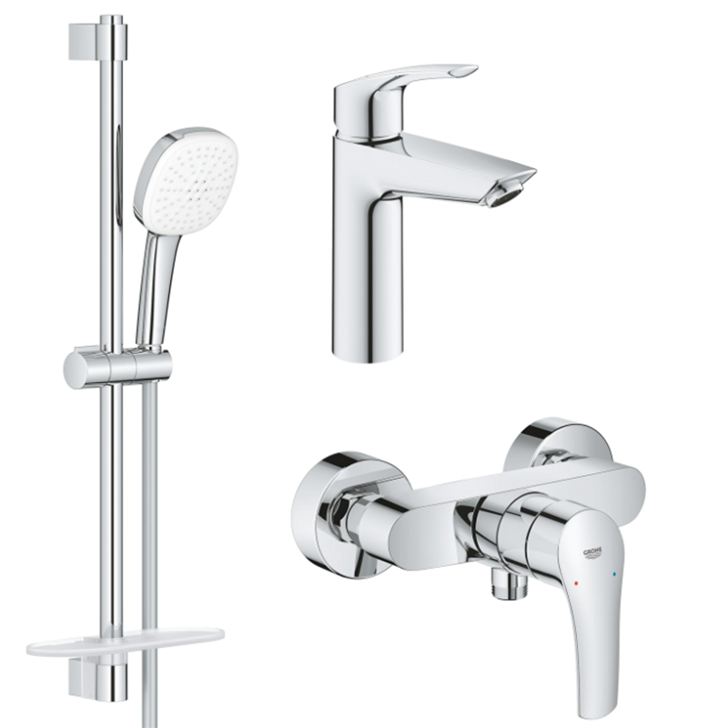 Комплект смесителей для ванной Grohe Eurosmart 3 в 1 с душевым набором хром UA123244M1