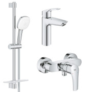 Комплект смесителей для ванной Grohe Eurosmart 3 в 1 с душевым набором хром UA123244M1