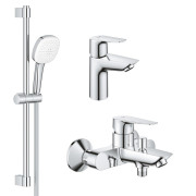 Комплект смесителей для ванной Grohe BauEdge New 3 в 1 с душевым набором хром UA123365S1