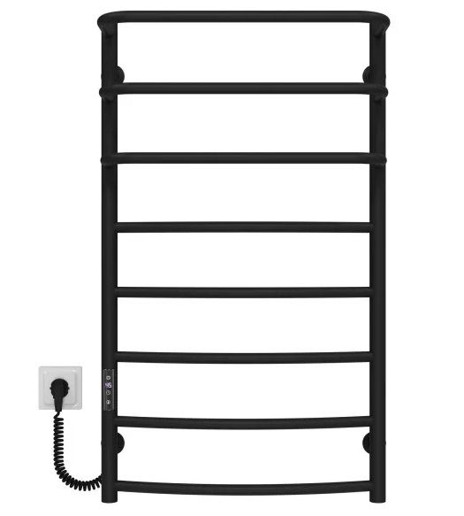 Електрична сушарка для рушників Deffi Каскад Дуга П8 500х900 ліве підключення JD03 чорний C.KD.90.50.8.E.B.L.1