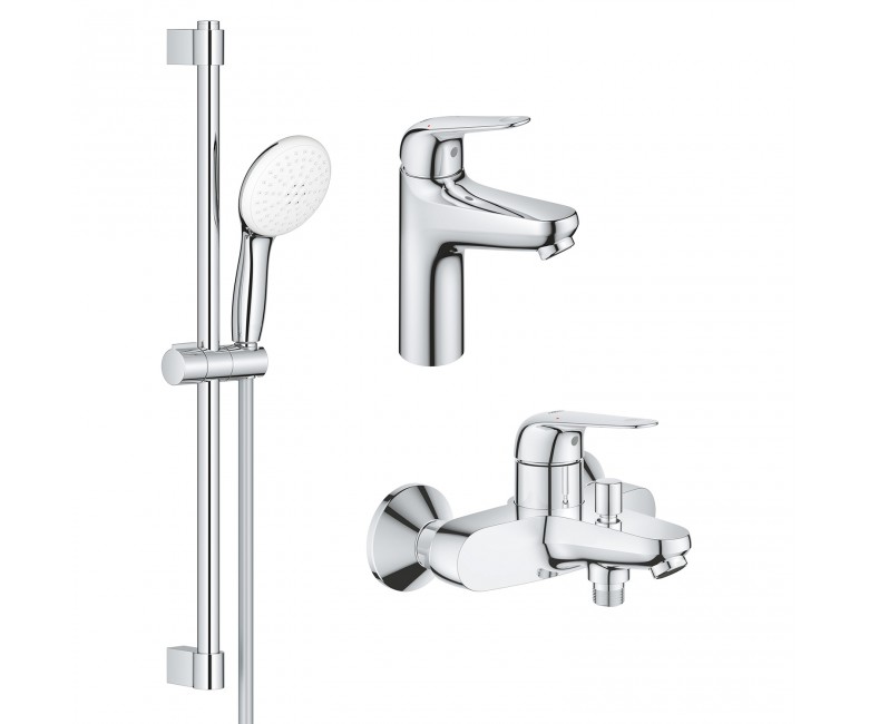 Комплект змішувачів для ванної Grohe Euroeco New 3 в 1 з душовим набором хром UA123226M0
