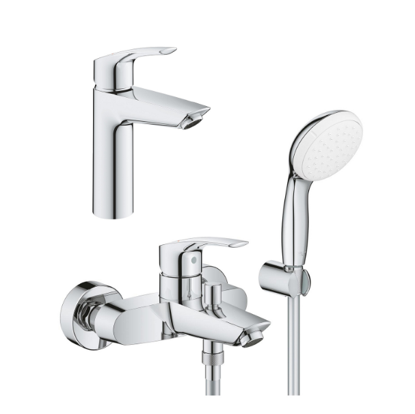 Комплект змішувачів для ванної Grohe Eurosmart 3 в 1 з душовим набором хром UA123302M0
