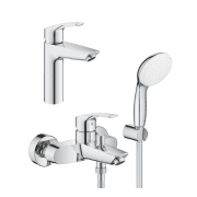 Комплект змішувачів для ванної Grohe Eurosmart 3 в 1 з душовим набором хром UA123302M0