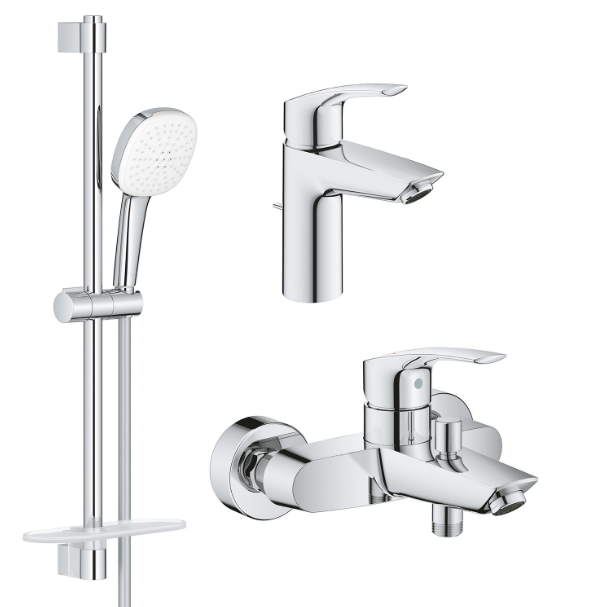 Комплект змішувачів для ванної Grohe Eurosmart 3 в 1 з душовим набором хром UA123238S3