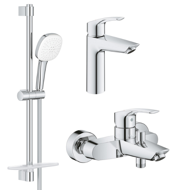 Комплект смесителей для ванной Grohe Eurosmart 3 в 1 с душевым набором хром UA123246M3