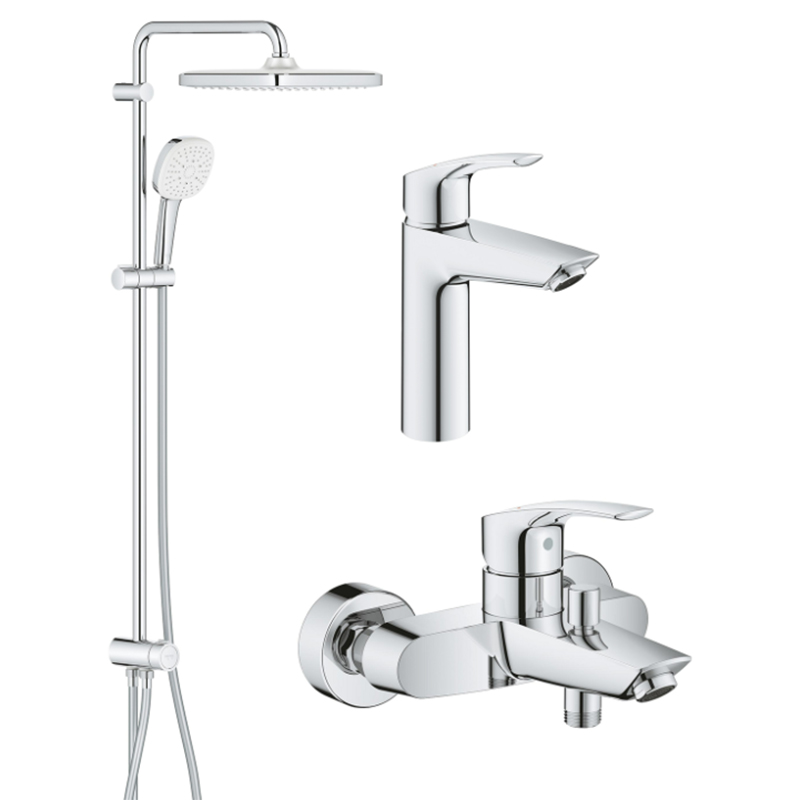 Комплект смесителей для ванной Grohe Eurosmart 3 в 1 с душевым набором хром UA123246R1