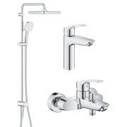 Комплект смесителей для ванной Grohe Eurosmart 3 в 1 с душевым набором хром UA123246R1