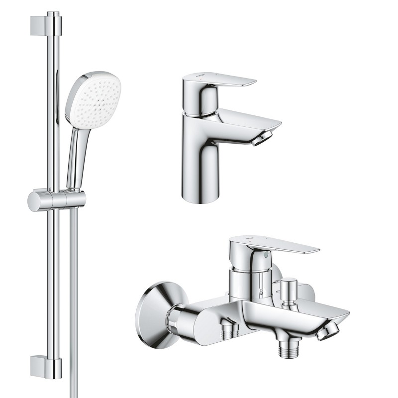 Комплект смесителей для ванной Grohe BauEdge New 3 в 1 с душевым набором хром UA123365S1