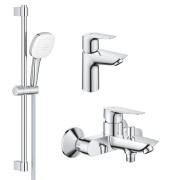Комплект змішувачів для ванної Grohe BauEdge New 3 в 1 з душовим набором хром UA123365S1