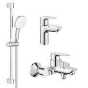 Комплект смесителей для ванной Grohe BauEdge New 3 в 1 с душевым набором хром UA123365S1