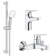 Комплект змішувачів для ванної Grohe BauFlow 3 в 1 з душовим набором хром UA121624S1