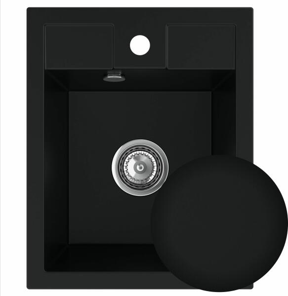 Мийка для кухні Sink Quality Ferrum IK 50 49x45x20,5 з переливом нанограніт чорний FER.C.1K50.X