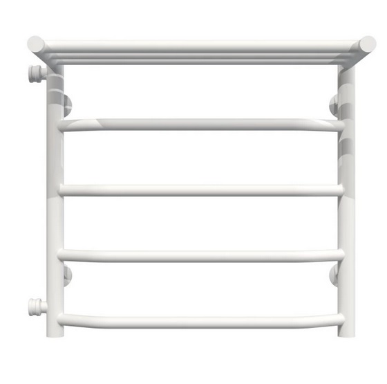 Полотенцесушитель водяной Deffi Трапеция с полкой П5 500х500 боковое левое подключение белый C.TP.50.50.5.W.B