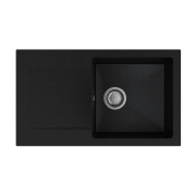 Мойка для кухни Sink Quality Ferrum 1KDO 77x45x21 с переливом наногранит черный с золотом FER.L.1KDO.X