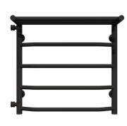 Полотенцесушитель водяной Deffi Трапеция с полкой П5 500х500 боковое левое подключение черный C.TP.50.50.5.B.B