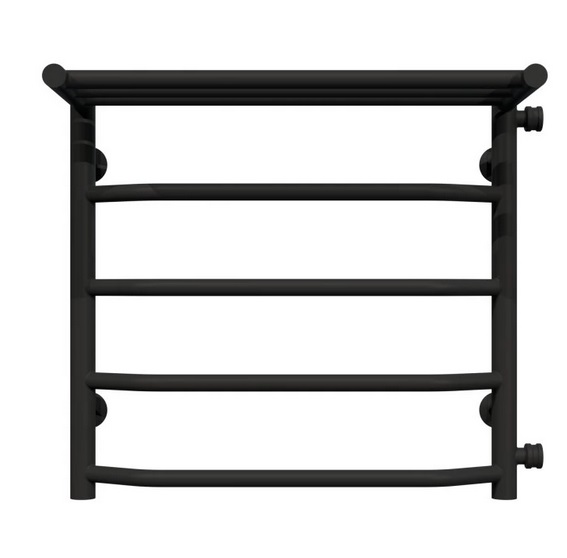 Сушка для рушників водяна Deffi Трапеція з полицею П5 500х500 бічне праве підключення чорний C.TP.50.50.5.B.C