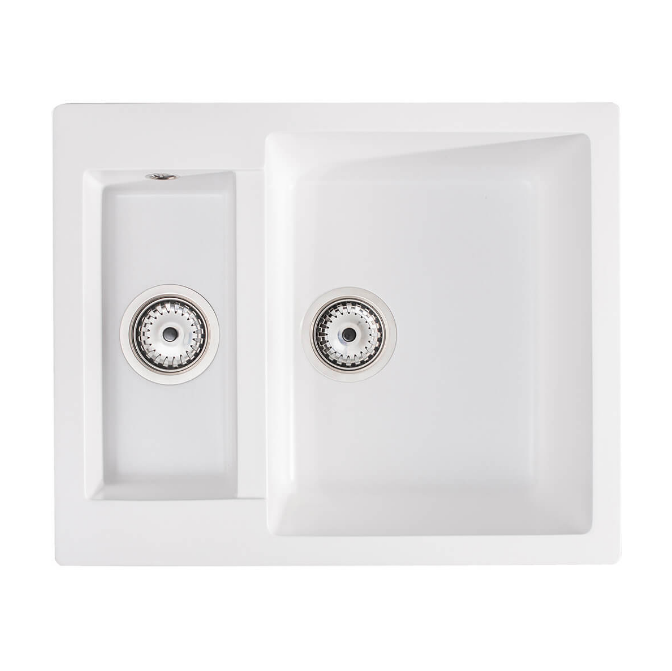 Мойка для кухни Sink Quality Ferrum 5KBO 60,5x49,5x21 с переливом наногранит белый FER.W.5KBO.X