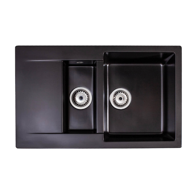 Мойка для кухни Sink Quality Ferrum 5KKO 79,5х49,5х21 с переливом наногранит черный FER.C.5KKO.X