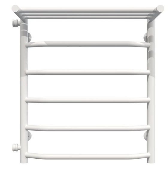 Полотенцесушитель водяной Deffi Трапеция с полкой П6 500х600 боковое левое подключение белый C.TP.60.50.6.W.B