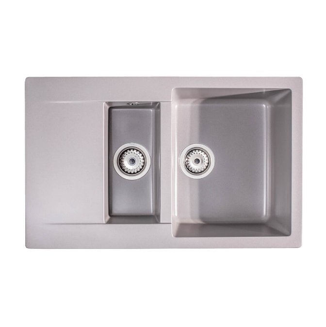 Мойка для кухни Sink Quality Ferrum 5KKO 79,5х49,5х21 с переливом наногранит серый FER.D.5KKO.X
