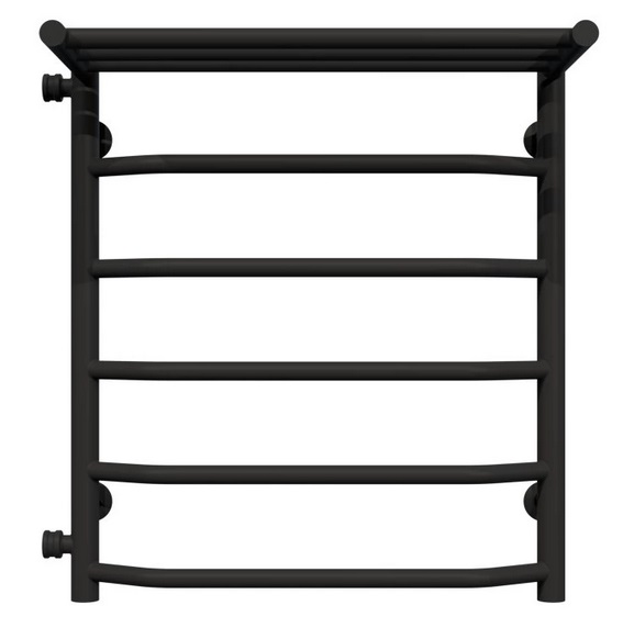 Полотенцесушитель водяной Deffi Трапеция с полкой П6 500х600 боковое левое подключение черный C.TP.60.50.6.B.B