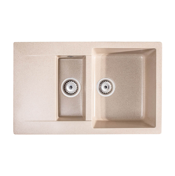 Мийка для кухні Sink Quality Ferrum 5KKO 79,5х49,5х21 з переливом нанограніт бежевий FER.P.5KKO.X