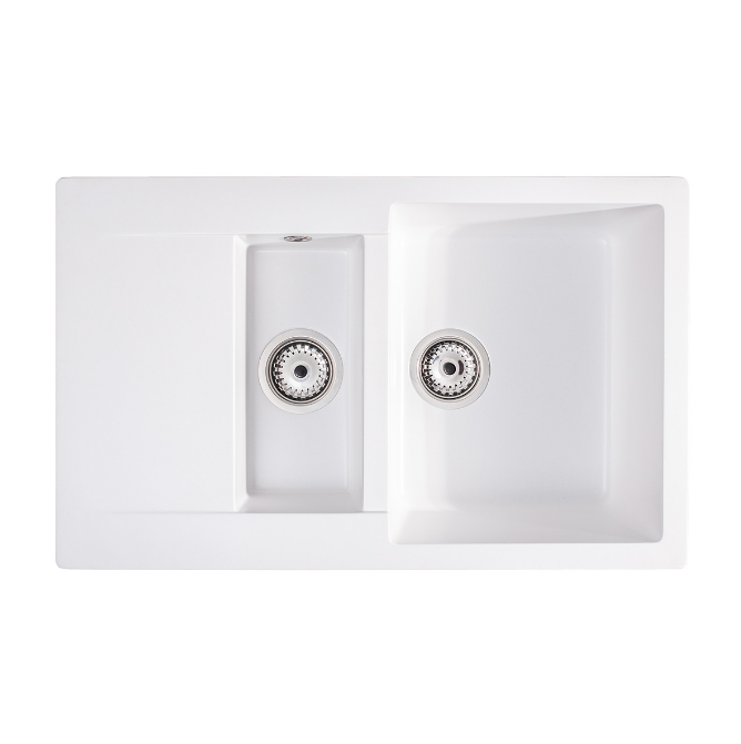 Мийка для кухні Sink Quality Ferrum 5KKO 79,5х49,5х21 з переливом нанограніт білий FER.W.5KKO.X