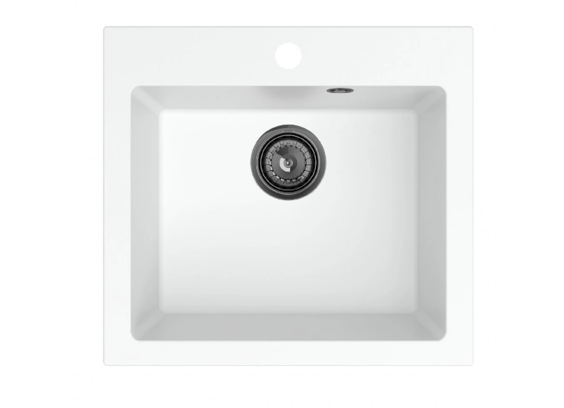 Мийка для кухні Sink Quality Ferrum IK 50 49x45x20,5 з переливом нанограніт білий FER.W.1K50.X