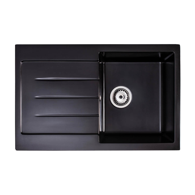 Мойка для кухни Sink Quality Realgar 1KDO 76,5x49x20,5 с переливом наногранит черный REA.C.1KDO.X