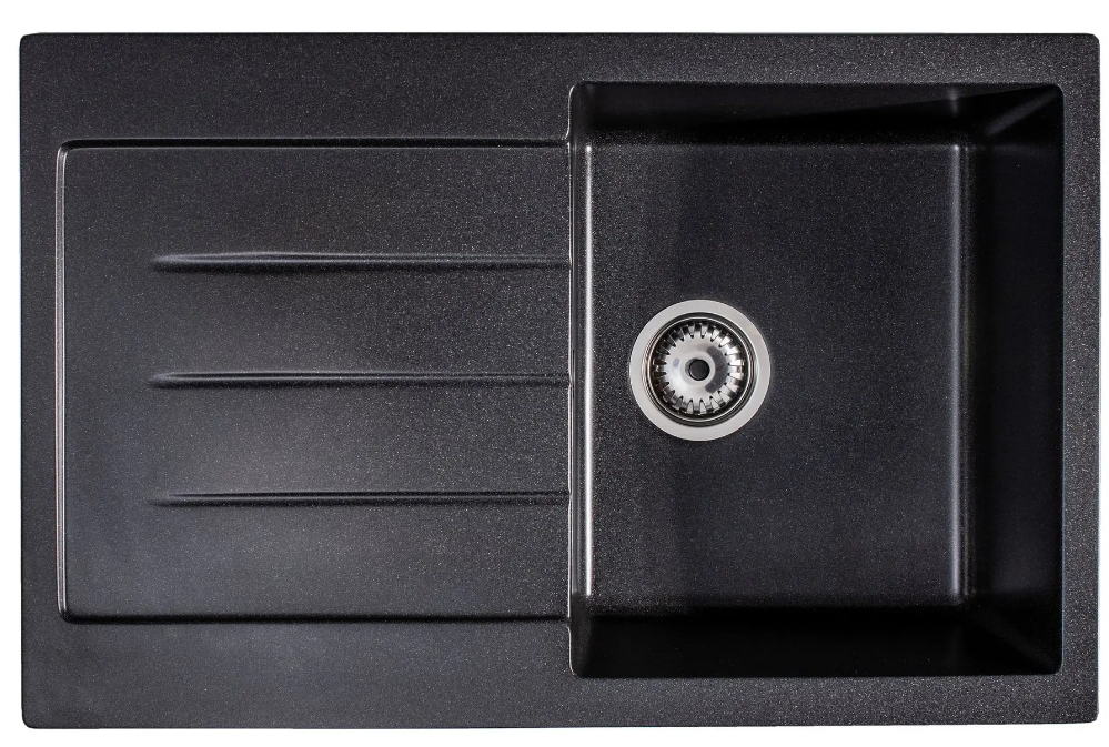 Мойка для кухни Sink Quality Realgar 1KDO 76,5x49x20,5 с переливом наногранит графит REA.G.1KDO.X