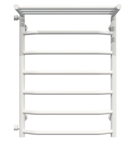 Полотенцесушитель водяной Deffi Трапеция с полкой П7 500х700 боковое левое подключение белый C.TP.70.50.7.W.B