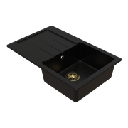 Мойка для кухни Sink Quality Realgar 1KDO 76,5x49x20,5 с переливом наногранит черный с золотом REA.L.1KDO.X