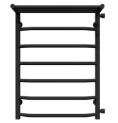 Полотенцесушитель водяной Deffi Трапеция с полкой П7 500х700 боковое правое подключение черный C.TP.70.50.7.B.C