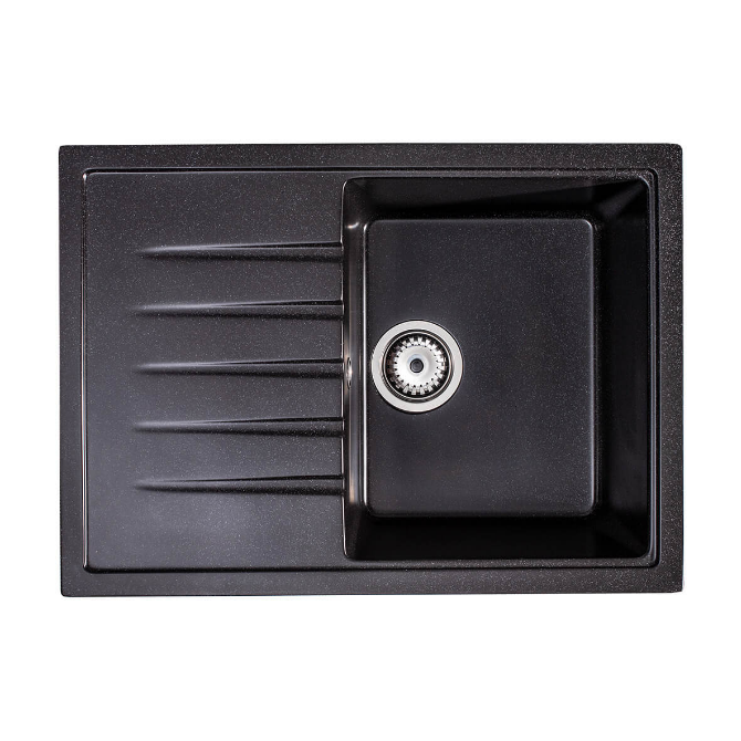 Мойка для кухни Sink Quality Titanite 1KKO 68x49,5x21,5 с переливом наногранит графит TIT.G.1KKO.X