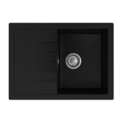 Мийка для кухні Sink Quality Titanite 1KKO 68x49,5x21,5 з переливом нанограніт чорний з золотом TIT.L.1KKO.X