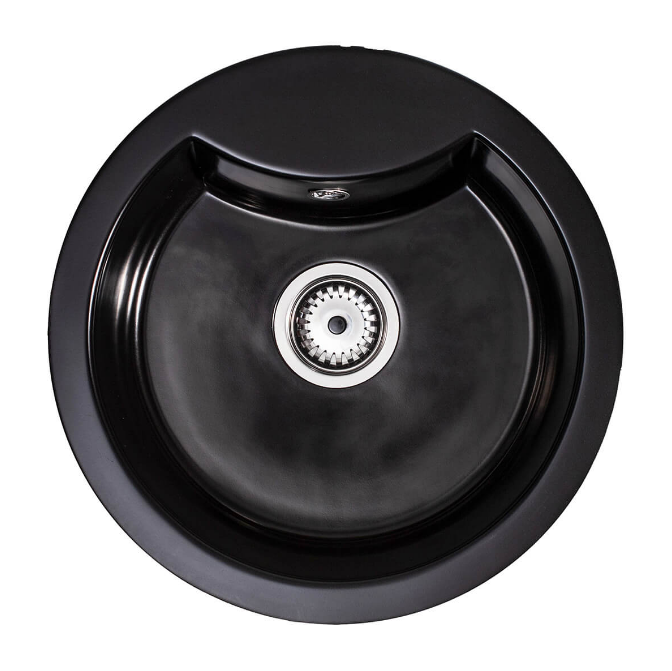 Мойка для кухни Sink Quality Azurite 1KBO 49x49x14,2 с переливом наногранит черный AZU.C.1KBO.X