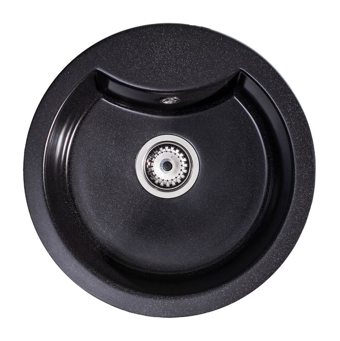 Мойка для кухни Sink Quality Azurite 1KBO 49x49x14,2 с переливом наногранит графит AZU.G.1KBO.X