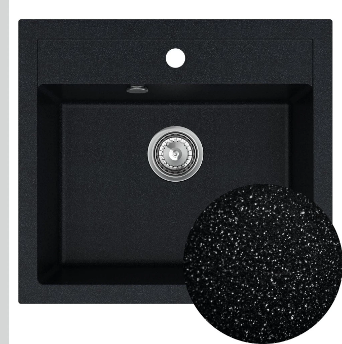 Мойка для кухни Sink Quality Ferrum IK 60 56,5x51x20,5 с переливом наногранит парча FER.B.1K60.X