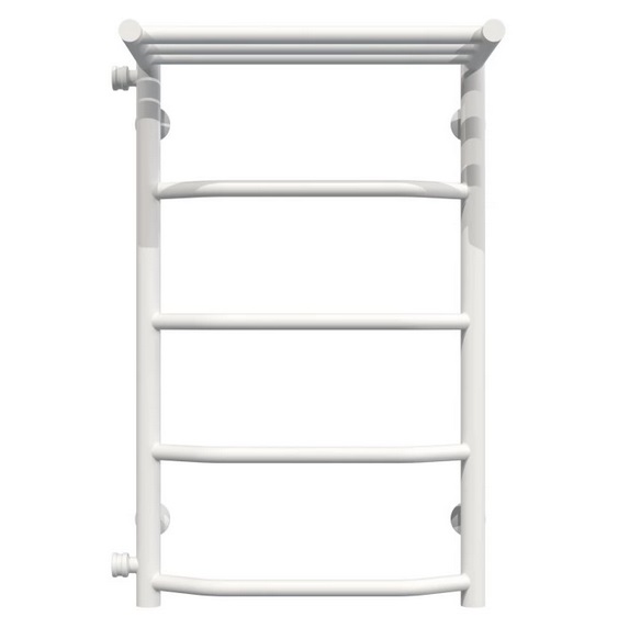 Полотенцесушитель водяной Deffi Трапеция с полкой П5 400х700 боковое левое подключение белый C.TP.70.40.5.W.B