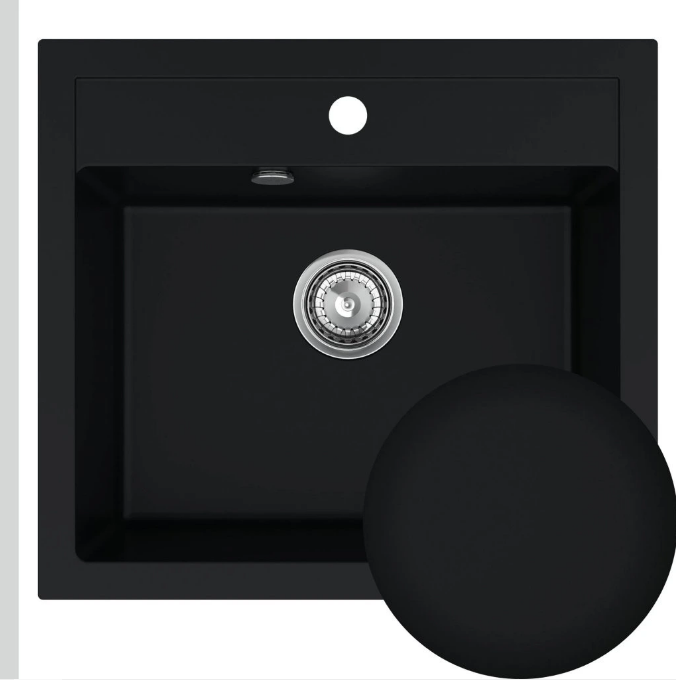 Мойка для кухни Sink Quality Ferrum IK 60 56,5x51x20,5 с переливом наногранит черный FER.C.1K60.X