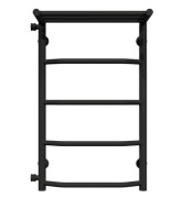 Сушка для рушників водяна Deffi Трапеція з полицею П5 400х700 бічне ліве підключення чорний C.TP.70.40.5.B.B